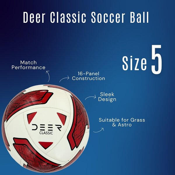 Deer Classic Soccer Ball Red Features